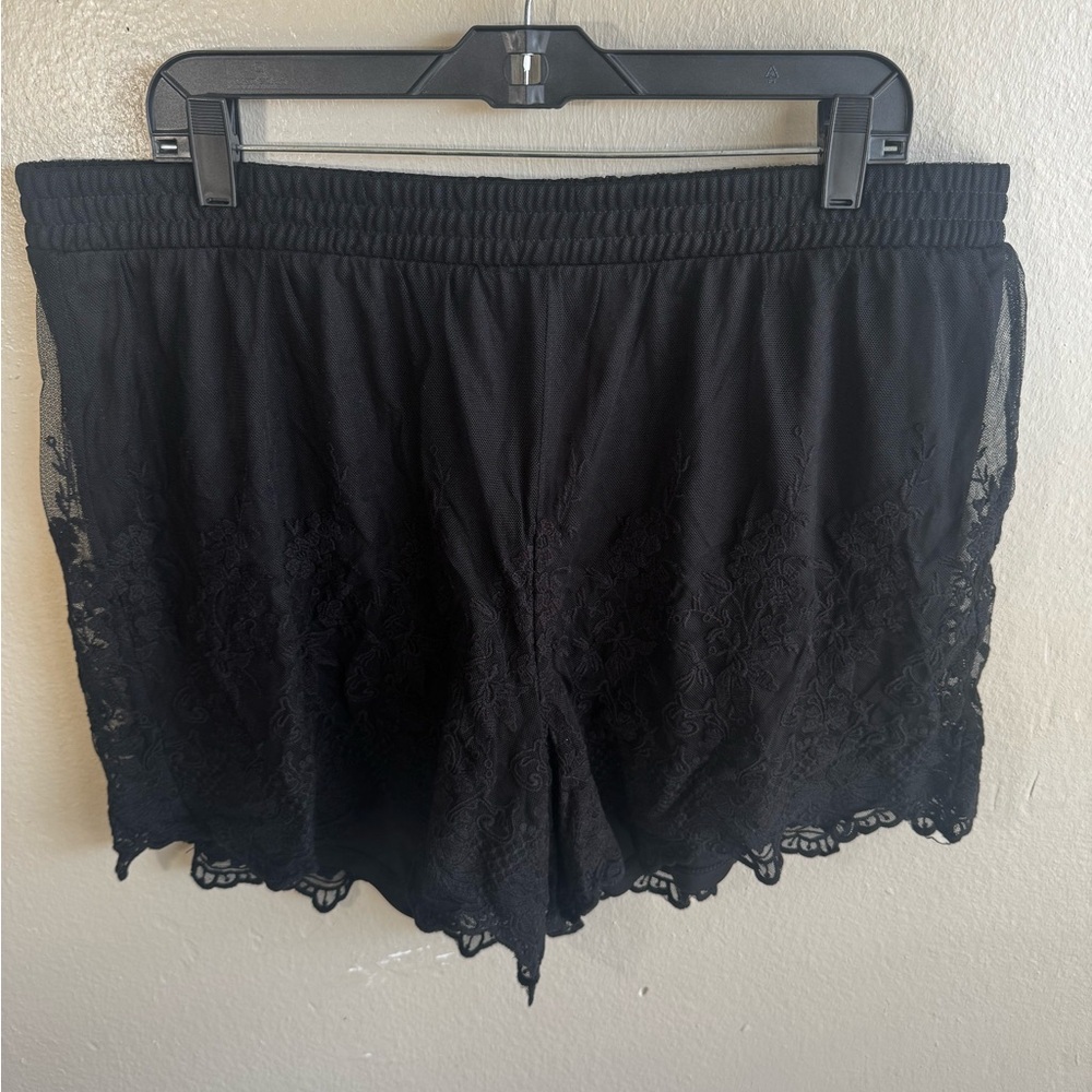 Black Lace Trim Shorts